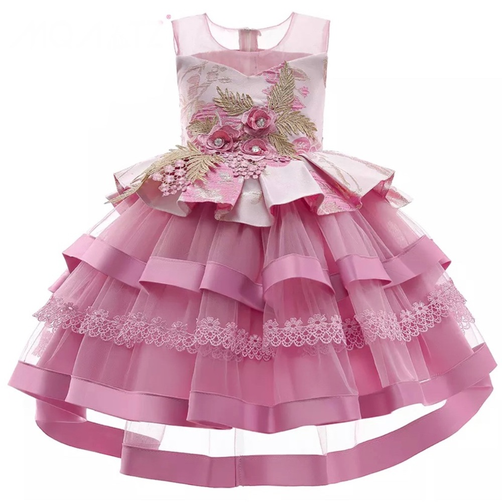 Luxury Floral Lace Boutique Birthday Wedding Formal Flower Girl Dress 5023